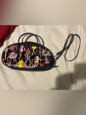 Sydney Love Black Crossbody Bag with Multicolor Illustrated Panel
